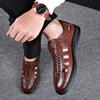 Fashion Summer Breathable Men Slip on Hollow Out Loafers Shoes Man Casual Leather Sandals Hot Sale Leisure Walk Hiking Sandals  Footwear