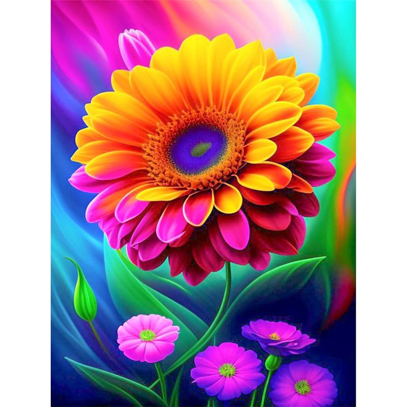 Momoart DIY Diamantbroderi Rosmålning Tusensköna Blomma Bild Strass Mosaik Solros Dekor för Hemmet