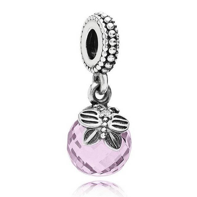 Original Cute Clear Pink & Purple Butterfly with Crystal Pendant Beads Fit 925 Sterling Silver Charm Europe Bracelet Jewelry