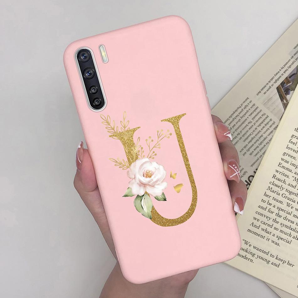 For OPPO A91 F15 Reno3 Phone Case Couple A-Z 26Letter Anti Drop Soft Silicone Matte Back Cover For OPPO A 91 F 15 Reno 3 Bumper