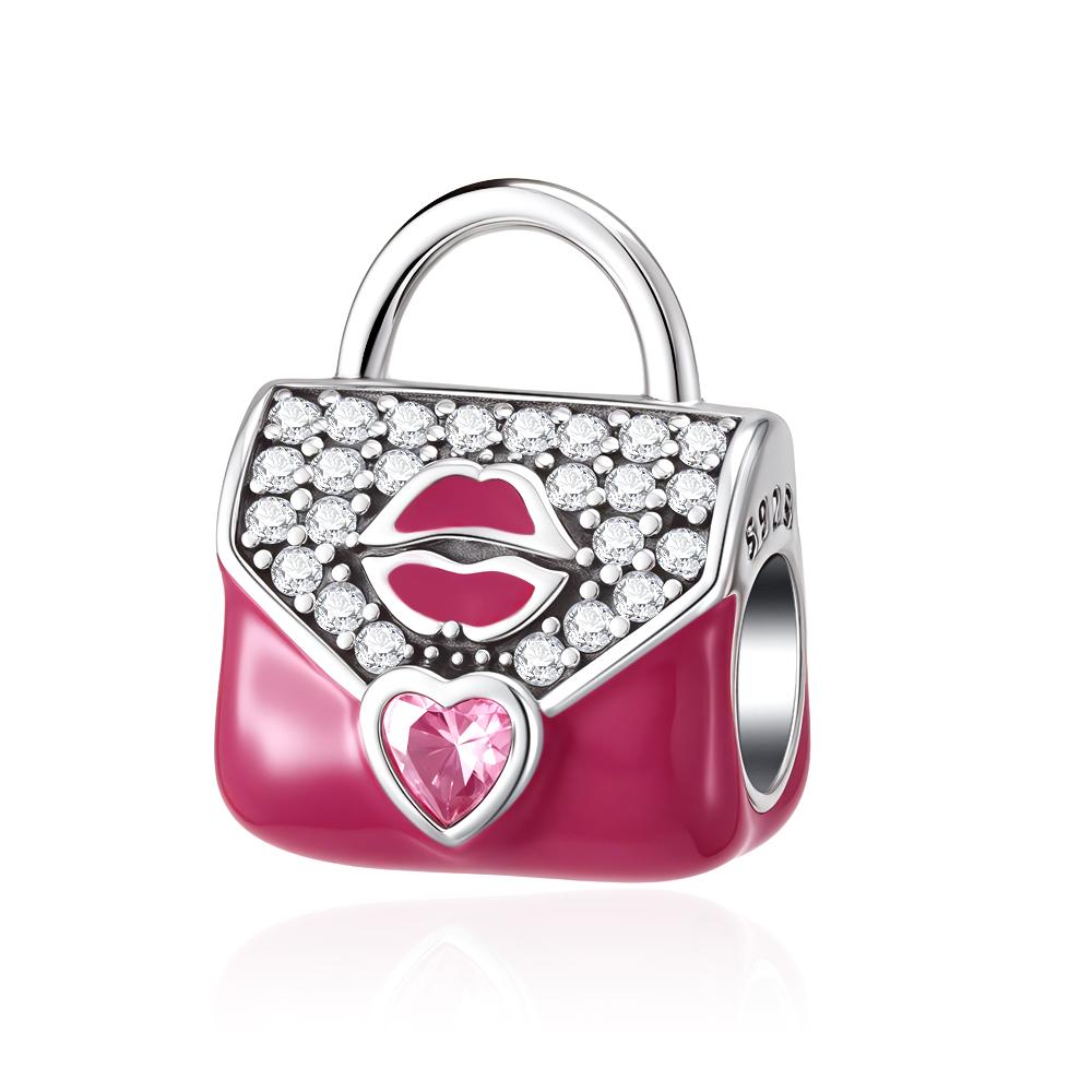 New Copper Women'S Shopping Handbag Lipstick Charm Beads Fitfor Serpentine Bracelets Diy Boutique Women'S Fashion Jewelry