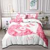 3 Pieces Bedding Set With Zipper Closure Red Heart Duvet Cover Queen Love Heart Pattern White Comforter Covers Set Cute Print