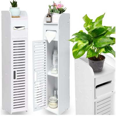 Openwork White Bathroom Column Shelf, Toilet Paper Shelf, Toilet Cabinet