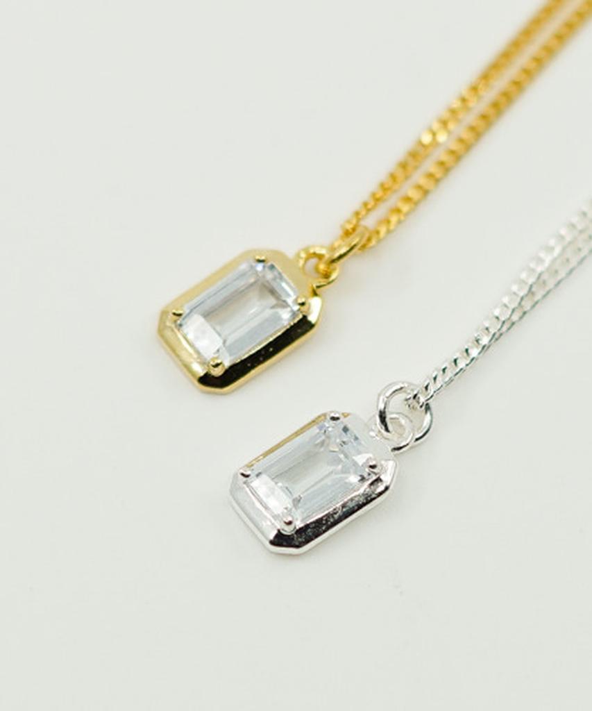 Alleun Silver 925 Cubic Square Pendant Chain Necklace