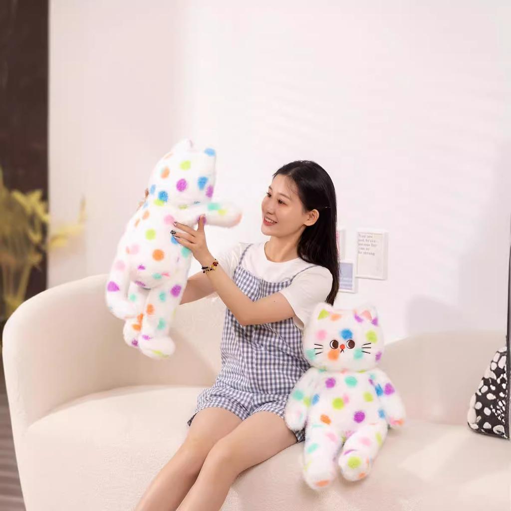 New polka dot cat cute throw pillow cushion to sleep sweetheart cat plush doll to accompany sleeping doll to girlfriend gift