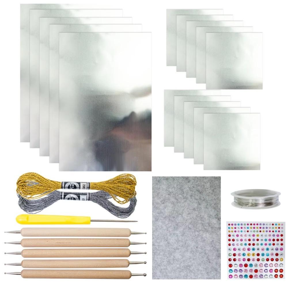 

70mm Thick Craft Sewing Tool Set Tin Foil Paper Gold Foil Christmas Ornament making kit Handmade Engraving Foil Paper Craft Kit срібний