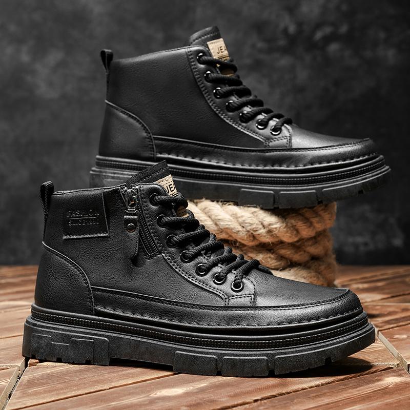 Neue Mode Herbst und Winter Herren High Top Martin Stiefel Studenten Männlich Jungen Trendy Weiche Sohle Arbeitsschuhe Arbeitsschutz Martin Sneakers