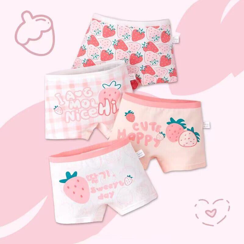 4pcs/lot Girls Boxer Cotton Panties Short Pants Cartoon Panties Girls' Underwear2-10Y