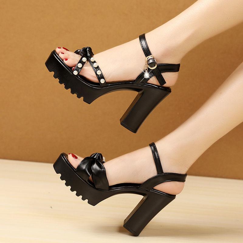 Wedge With Platform Waterproof Ladies Shoes Pearl Super-high Heel Women's Sandals Casual Luxury 2025 Summer Vip Korea Shoe Sales
