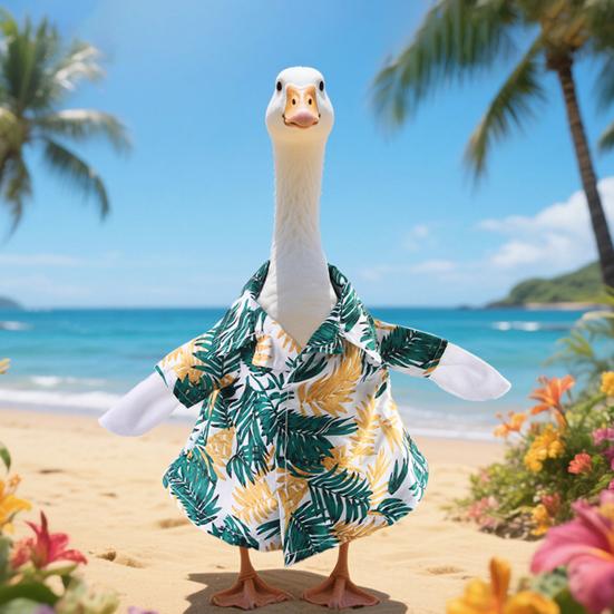 Hawaii Duck Outfit Lapel Pet Duck Clothing Tropical Leaf Print Costume for Pet Ducks And Geese Parties Beach Seaside Outings Dress-up