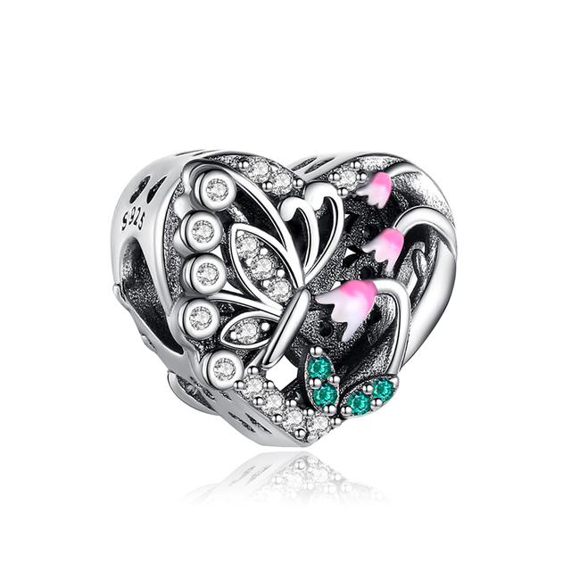 2022 New 925 Sterling Silver Butterfly of Flower Fit Original Charm Bracelet DIY Fashion Silver 925 Jewelry Making