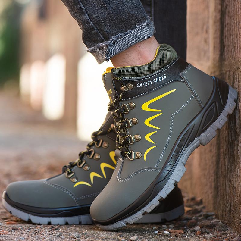 Waterproof Men's Safety Work Boots Steel Toe Shoes Anti Impact And Anti-Puncture Outdoor Adventure Hiking Industrial Boots
