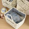 Boho Fabric Storage Basket Organizing Bag with Handles Sundries Quilted Laundry Washable Clothes Hamper for Home Shelves Closet