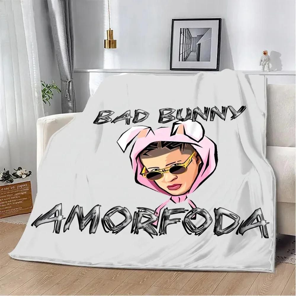Yo Perreo Sola Bad Bunny Bedruckte Decke Picknickdecken Warme Decke Weiche und Bequeme Decke Haus Reise Geburtstagsgeschenk