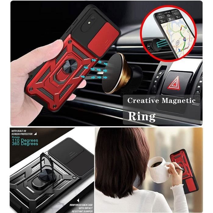 Coque de protection - Xiaomi - Redmi 9A - Rouge - Bordure renforcée - Antichoc