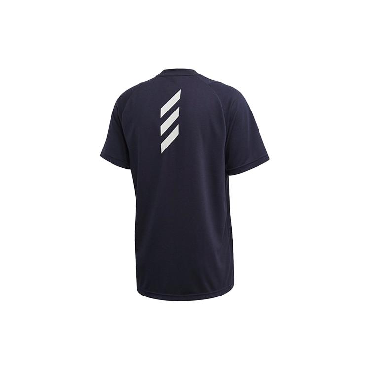 adidas T Shirts Men's Ink Blue Crew Neck Moderate Straight Fit FL3624
