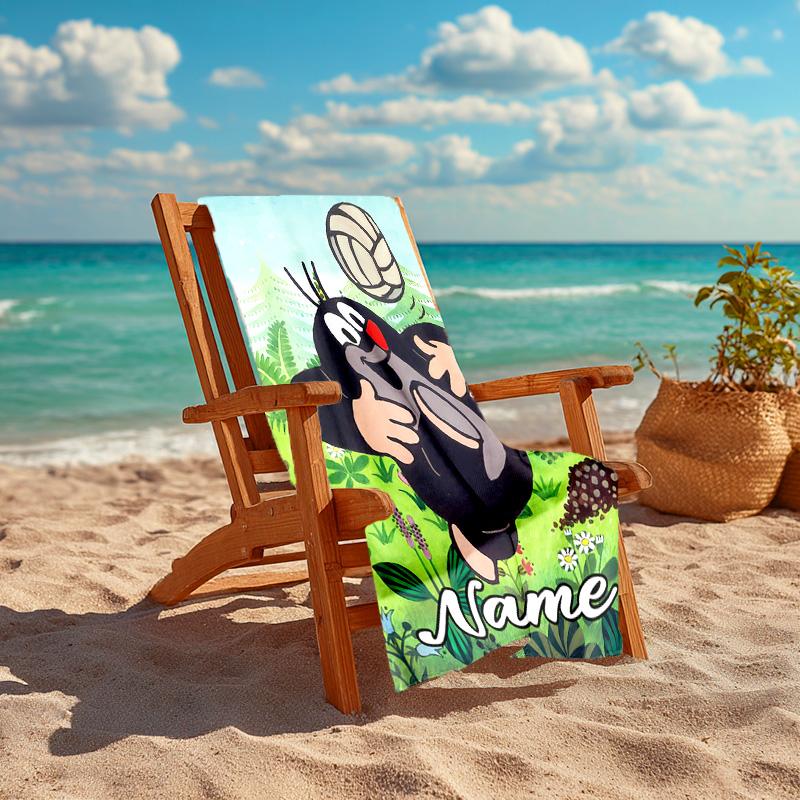 Personalized customized proof beach towel with The Little Mole pattern - soft, absorbent,quick-drying,perfect swimming,camping&bathing