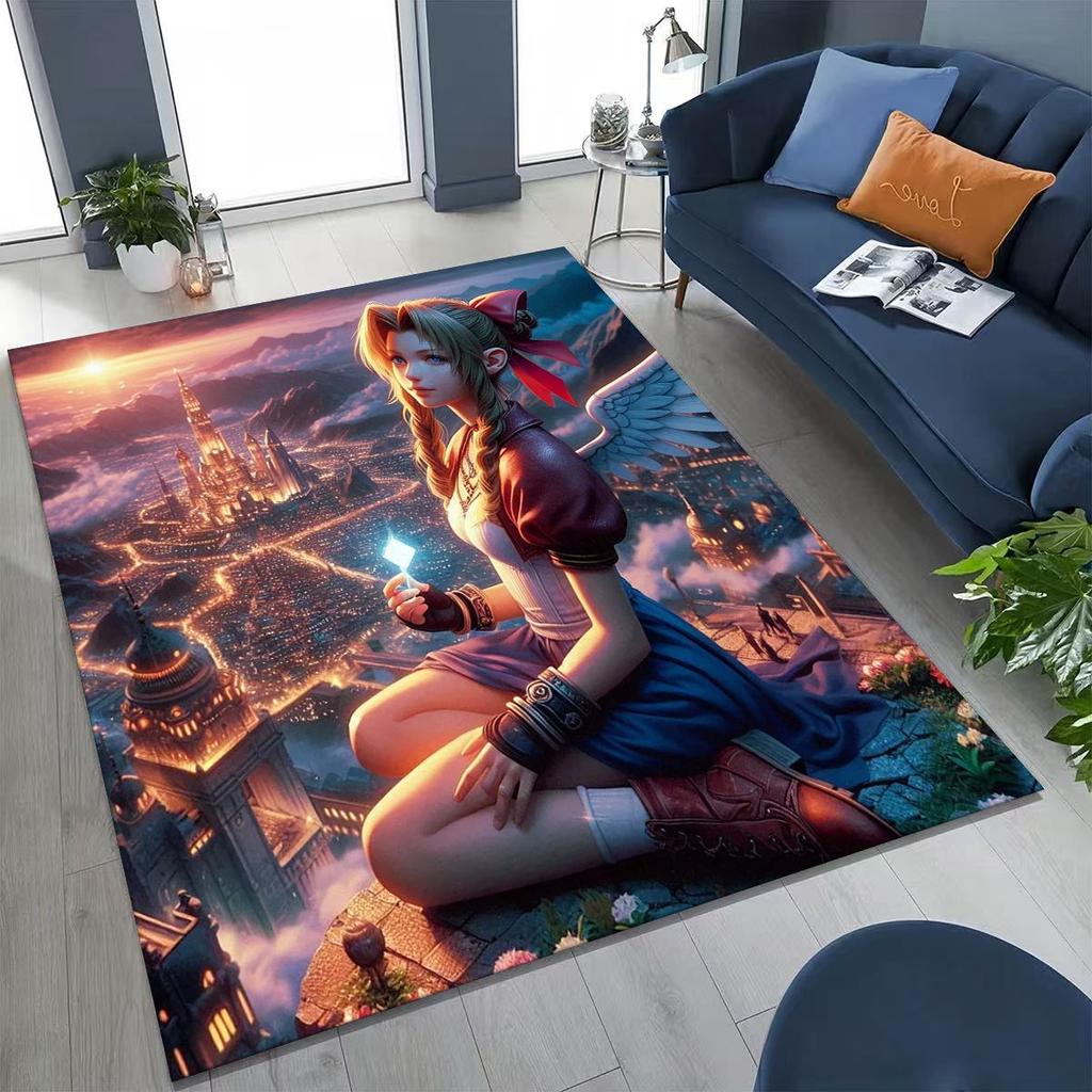 Kreslený herní koberec Final Fantasy Sephiroth Cloud Tifa do ložnice, obývacího pokoje, k pohovce, dekorace na vchodové dveře, velká protiskluzová podložka