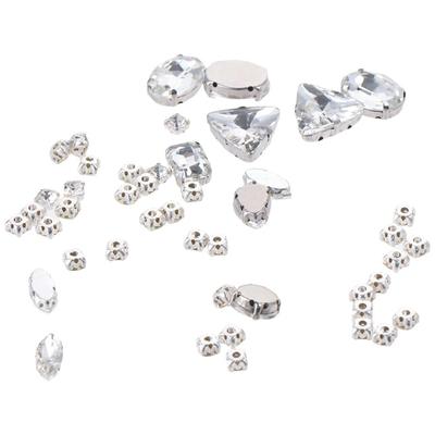130 PCS Mixed Shapes Sew On Rhinestones Glass Rhinestones Rhinestone Applique  Dress