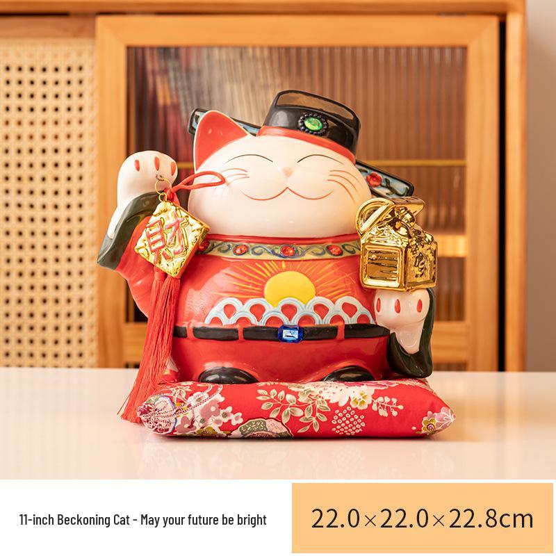 Lucky Cat Ceramic Piggy Bank | Creative Japanese Ornament | Cute Mini Gift for Birthdays or Store Opening