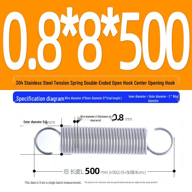 Arc de extensie din oțel inoxidabil 304 de 500 mm cu cârlige deschise și inel cu buclă dublă, personalizabil.