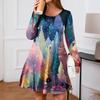 Plus Size Women's Gradient Print Casual Spring/Autumn Pocket Round Neck Long Sleeve Dress