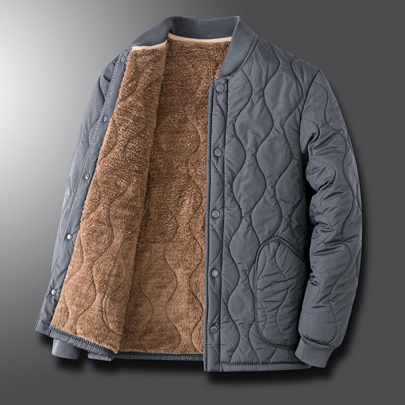 Hengyuanxiang Men s Lambswool Fleece Jacket – Thick, Warm Stand-Up Collar Outerwear for Middle-Aged and Elderly Dads, Winter Wear 3XL