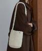 Slowslowly Fluffy Handmade Crochet Sherpa Knit Cylindrical Bucket Bag _ Cream