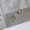 New Temperament Exquisite Inlay Zircons Mini Four-leaf Flower Stainless Steel Hoop Earrings for Women Korean Sweet Jewelry Gifts