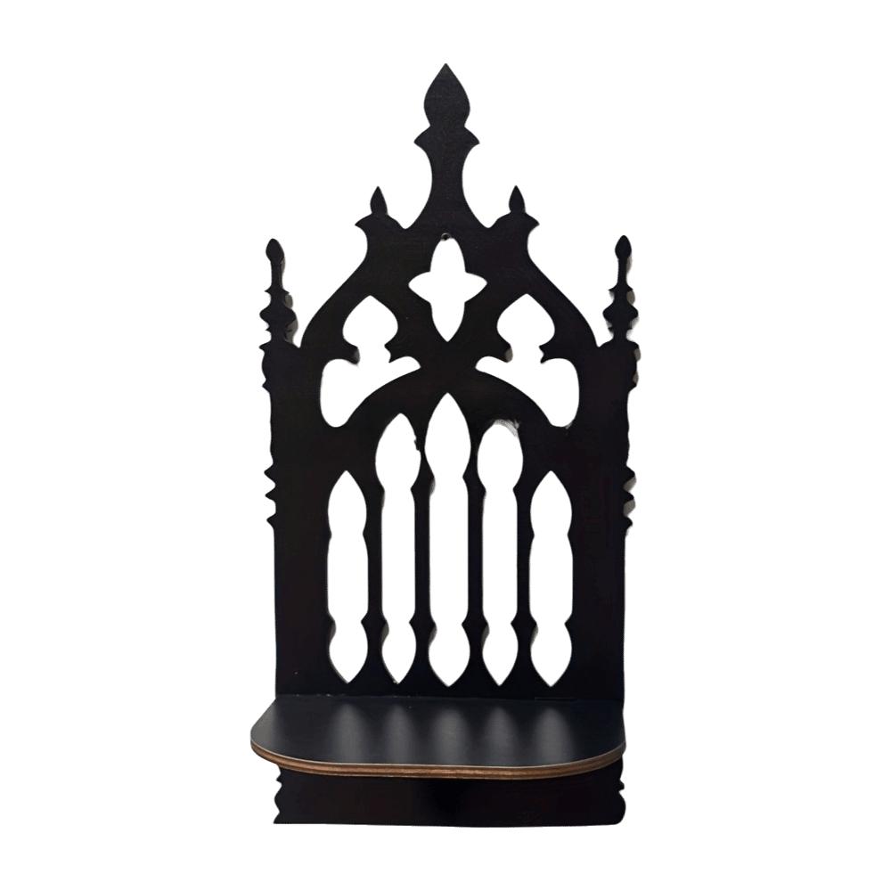 Gothic Style Floating Shelves Wooden Wall Hanging Decor Home Decor Wall Mounted Shelf Indoor Use