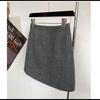 Korean Gray Wool A-line High-Waisted Skirt for Women: Slimming, Elegant, Versatile, Anti-Exposure, Short Skirt for Autumn/Winter