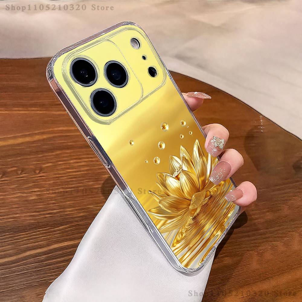 

Wealth Art Dazzling Gold Phone Case For iPhone 16,15,17,12,13,14,11 Max,Pro,Plus,X,XS,XR,SE4,E Mini Transparent Cover iPhone12