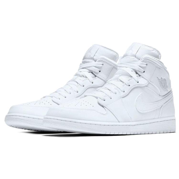 New JORDAN 1 Mid White/Pure Platinum 554724-104