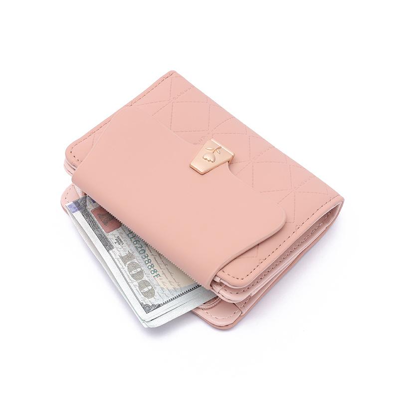 Women's Short Wallet with Simple and Versatile Hardware Buckle Niche Short Wallet