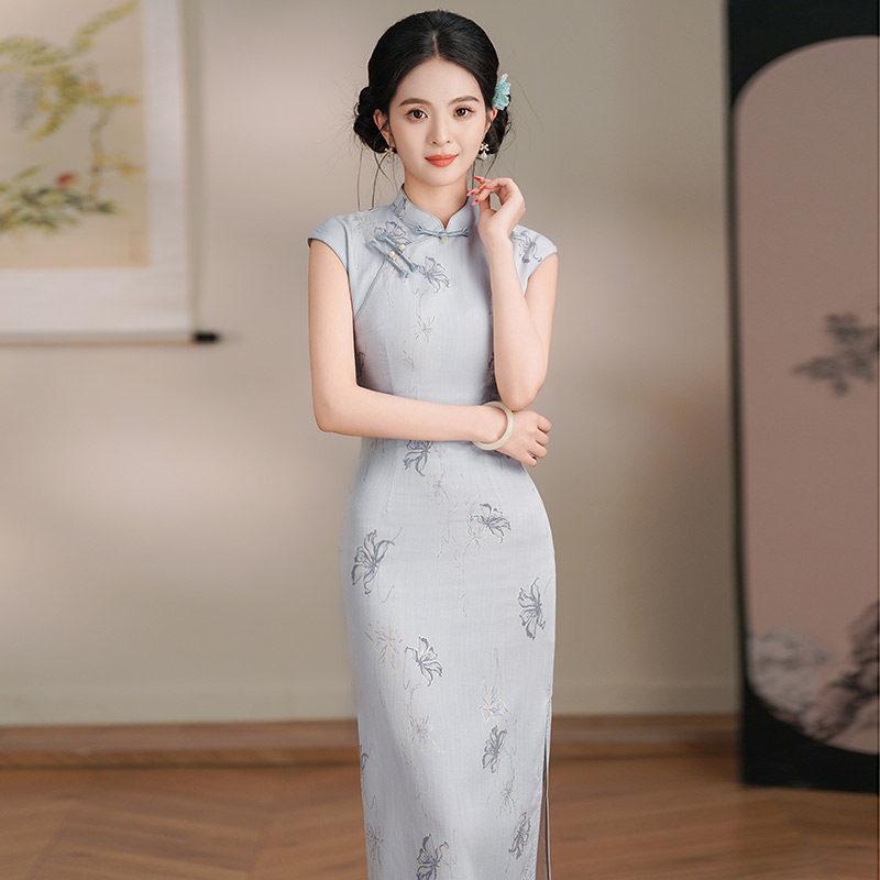 Kolsuz milli tarz yeni Çin günlük Suzhou uzun cheongsam geliştirilmiş genç 1011 yeni kadın yüksek kalite yaz