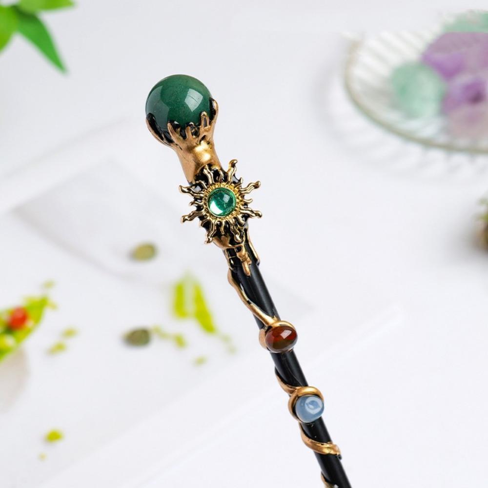 DIY Handmade Fairy Stick Crystal Ball Magic Scepter Handcrafted Crystal Magic Wand Holiday Gift Round green