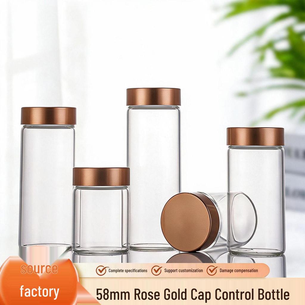 Rose Gold Lid Borosilicate Glass Storage Jar with Moisture-Proof Screw Cap - Test Tube Design for Saffron.