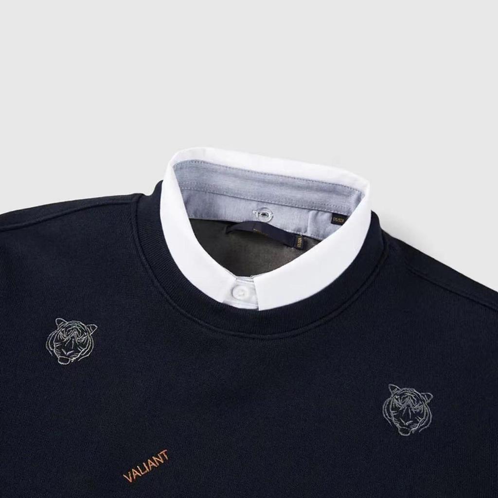 Men's Soft Warm Knitted Sweater with Detachable Double Collar and Anti-Static Design