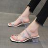 Crystal Rhinestone Butterfly Thick Heel Two Wear Set of Toe Slippers Sandals Summer New Fashion Women