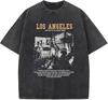 Vintage gewaschen Los Angeles Stadtlandschaft Buchstabendruck Retro Streetwear Unisex