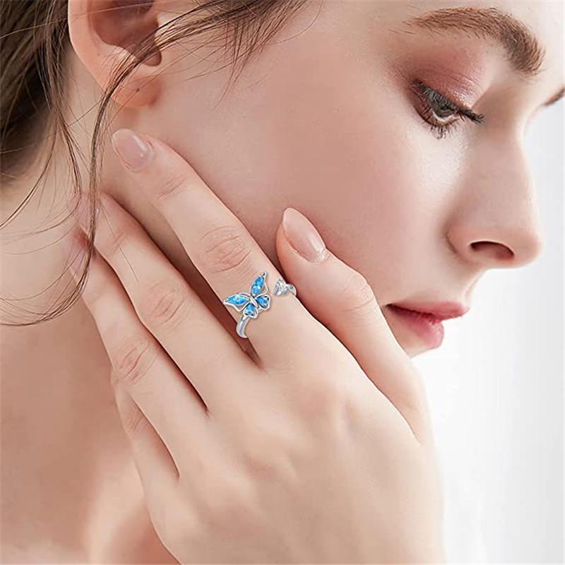 Anelli Antistress Ansia Fidget per Donna Multipli Cristallo Fiore Sole Cuore Metallo Spinner Anello Rotante Gioielli da Matrimonio