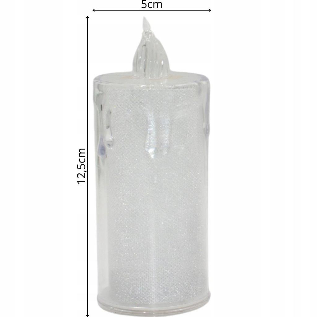 Świeca LED dekoracyjna 12,5 cm transparentna ciepłe białe światło