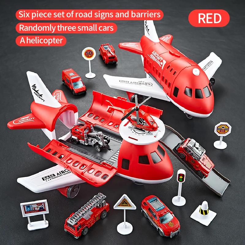 Airplane Children'S Car Model Toys Inertial Model Simulation Planes Multifunctional ToysRandom 3 Cars1 Helicopter6 Road Signs