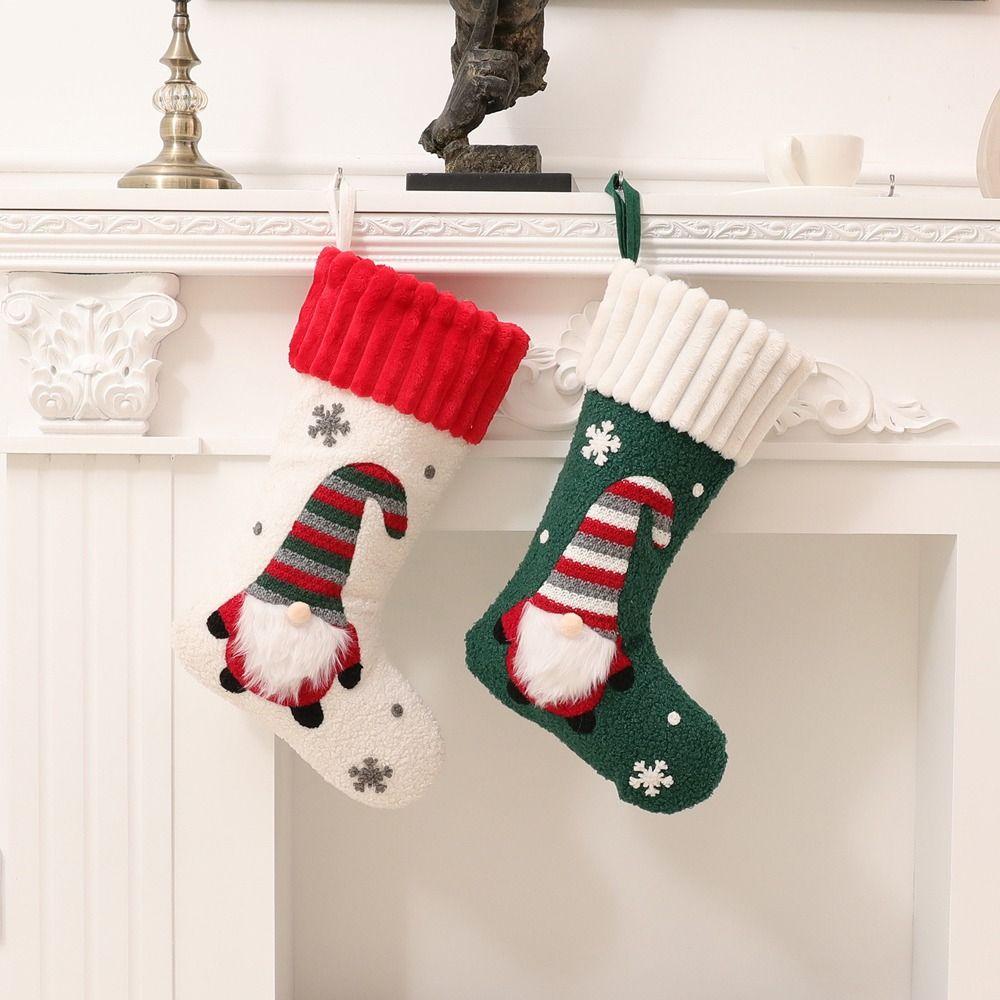 Bag Xmas Ornament Pocket Hanging Gift Bag Christmas Stocking Santa Claus Sock Christmas Tree Decor