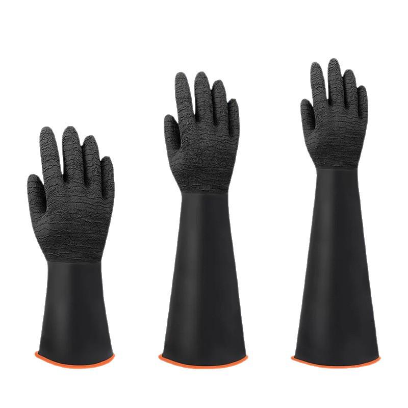 Chemical-Resistant Industrial Rubber Gloves: Acid & Alkali Protection, Anti-Corrosion, Oil-Resistant, Long & Thick Design for Laboratory Use.