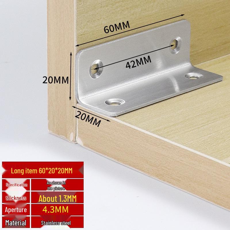 Thick Stainless Steel 90° Angle Bracket for Furniture Fastening