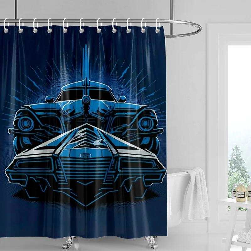 Car Pattern Shower Curtain Waterproof Bathroom Partition Curtain Bathroom shower curtain hooks 90x180cm 180x200cm