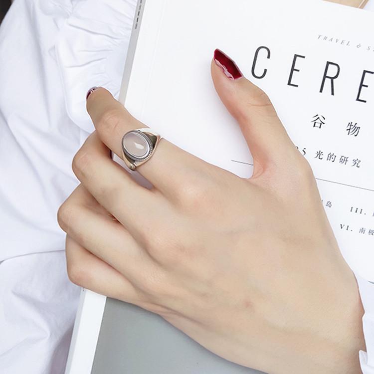 PANJBJ 925 Sterling Silver Rings for Women Couple Minimalist Big Oval Stone Ring Jewelry Gift Prevent Allergy Dropshipping