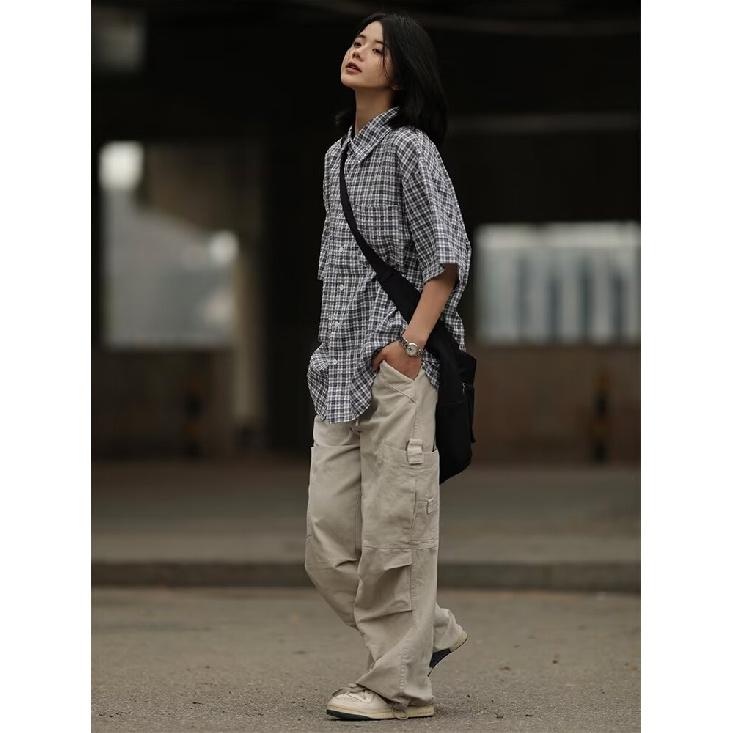 Pánská košile s krátkým rukávem Letní Japonská Retro Volná Ležérní Košile s pětinovým rukávem Módní Značková Košilová Bunda