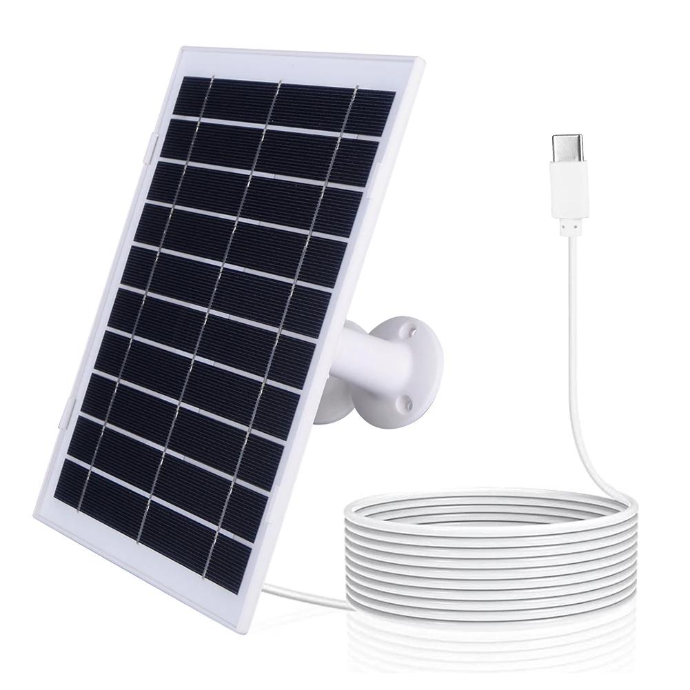 8W Solar Panel for Security Camera for EufyCam/Wyze Cam Micro USB/USB-C/DC5521 Camera Solar Panel Charger 9.8Ft Charging Cable